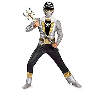 Disguise Saban Super MegaForce Power Rangers Special Ranger Silver Classic Muscle Boys Costume, Medium/7-8