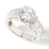 Michael Valitutti Sterling Silver / Platinum Scintilla Cut CZ Ring