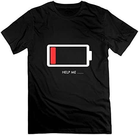Men's HELP ME Energy Low Battery Funny T-shirt Black By LYYD
