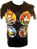 Kingdom Hearts Mens T-Shirt - Circled Pictures of Sora, Goofy, Donald and Mickey on Black