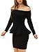 Allegra K Women Off Shoulder Long Sleeves Slim Fit Peplum Top