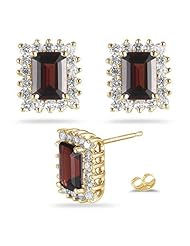 1.08 Cts Diamond & 5.58 Cts Garnet Earrings in 18K Yellow Gold