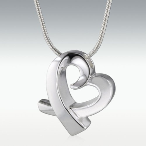 Tie Heart Sterling Silver Cremation Jewelry