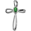 14K White Gold Tsavorite Cross Pendant