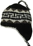 Wool Chullo Fleece Lined Ski Cap Snowboard Toque with Ear Flaps Knit Beanie Sherpa