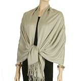Apparel : 100% Natural Bamboo Eco Friendly Pashmina Shawl Stole, Silver