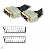 Ex-Pro Ultra Pro 1m Oxy Free OFC Gold Flat Scart Cable Lead, 21 Pin, Fully Screened, Metal Housing. 2 Year Warranty. Extra Value cable.