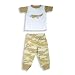 B.T. Kids - Toddler Boys Short Sleeved Cotton Pajama Set, White, Tan