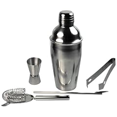 mumbi Cocktail MIXER Bar Set im geb�rsteten Edelstahl Design / 5 teilig: Shaker, Sieb, Messbecher, L�ffel, Zange