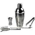 mumbi Cocktail MIXER Bar Set im geb�rsteten Edelstahl Design / 5 teilig: Shaker, Sieb, Messbecher, L�ffel, Zange