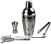 mumbi Cocktail MIXER Bar Set im gebürsteten Edelstahl Design / 5 teilig: Shaker, Sieb, Messbecher, Löffel, Zange