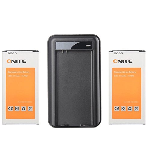 2 X Onite® Samsung Galaxy S5 Battery, apply for Galaxy S V i9600 SM-G900A / SM-G900T, EB-EBBG900BBC (For Samsung Galaxy S5 Verizon, AT&T Sprint, T-mobile, Unlocked) + Battery Charger