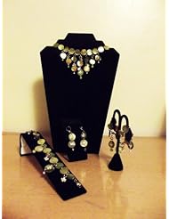 Luck of the Irish (5-piece Set - Necklace, Bracelet, Anklet, Earrings) Natural Mussel Shells (Green, Yellow-green) Silver Shamrock/clover Charms, Handmade, Silver Plated Beads and Findings