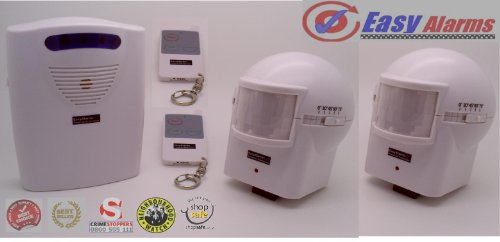 Wireless & Weatherproof Burglar / Intruder Alarm System & Visitor Alert with x2 Fully Adjustable Weatherproof Outdoor PIR Motion Sensors & x2 Remote Control Fobs. Perfect for your Garden, Shed, Garage, Driveway, Boat, Caravan etc. Add extra sensors / sirens / remotes at any time..... Wireless & Weatherproof Burglar / Intruder Alarm System & Visitor Alert with x2 Fully Adjustable Weatherproof Outdoor PIR Motion Sensors & x2 Remote Control Fobs. Perfect for your Garden, Shed, Garage, Driveway, Boat, Caravan etc. Add extra sensors / sirens / remotes at any time.....