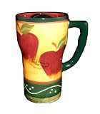 COFFEE MUG WITH LID CERAMIC APPLE DECOR