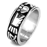 Stainless Steel Claddagh Black Enamel Ring