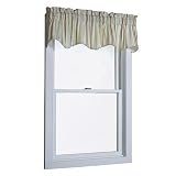 Review Green Mountain Vista  / Seaside Stripe Scalloped Valance - Cream Stripe (60x13