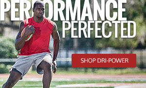 Athletic Man playing football wearing Russell Athletic Apparel