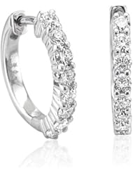 14k White Gold 8 Stone Hoop Diamond Earrings (G-H, I1-I2, 0.50 carat)