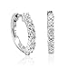 14k White Gold 8 Stone Hoop Diamond Earrings (G-H, title=