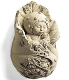 Cast Stone GARDEN Baby PIXIE Wall Plaque OUTDOOR Indoor SCULPTURE
