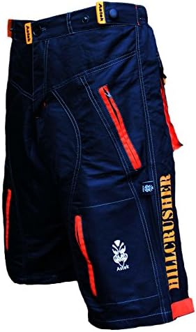 Astek Men's Orange Black MTB BMX Baggy Padded Mountain Bike Shorts