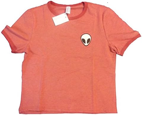 Big Girls's Alien Crop Top Women Slim Tees (Small, Red)