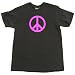 Peace Sign Neon Pink T-Shirt, Black, L