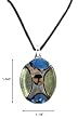 Necklace - N92 - Murano Glass Style - Oval Shape ~ Blue, Lime & Silver
