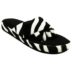Beech Comfys, White Zebra - Yoga Toe Sandals - XL (10 - 11.5)