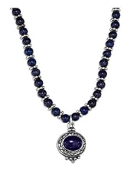 Sterling Silver 16 inch Lapis Beaded Liquid Silver Oval Lapis Necklace