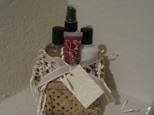 Bath & Body Works Japanese Cherry Blossom Small Gift Basket with Set of 4 Products - 2 Fl. Oz. Lotion, Shower Gel, Splash and Liplicious Cranberry Cocktail Tasty Lip Color