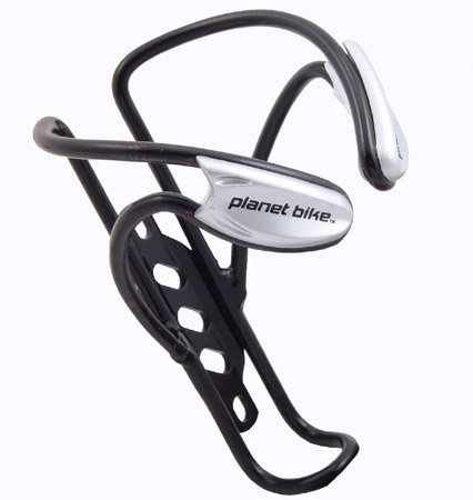 Planet Bike Button Bicycle Waterbottle Cage (Gloss Black with Silver Button)