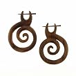 RANGSANG - Organic Hand Carved Sono Wood Earrings with Wood Post - From Indonesia - Sold as a Pair - 30mm x 60mm