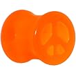 0 Gauge Acrylic Neon Orange Peace Sign Tunnel Plug
