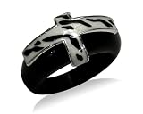 Black Onyx and Enamel Cross Ring by David Sigal