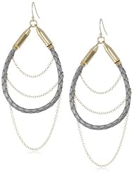 Kris Nations El Dorado Braided Leather Gold Teardrops Earrings