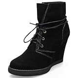 MQ23 Damen bequeme knöchelhohe Stiefeletten mit Keilabsatz MQ1257 Black Gr. 41
