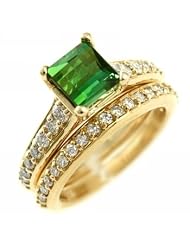 2.38ct Vvs Green Tourmaline Engagement Wedding Ring Set 14k Yellow Gold by 