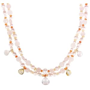 14k Yellow Gold-Filled Double-Row Pink Multi-Tone Freshwater