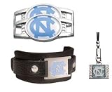North Carolina Tar Heels Leather Cuff Bracelet/Cell Phone Charm/ Shoe Thingz Charm Package