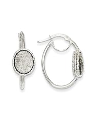 Druzy Oval Hoop Earrings in 14K white Gold, 25mm (1")