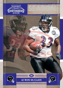 2008 Playoff Contenders Season Tickets Football Card # 10 Le'Ron McClain - Baltimore Ravens - NFL Trading Card in Protective Display Case!