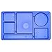 Camwear Polycarbonate 2 by 2 School Compartment Tray, Translucent Blue