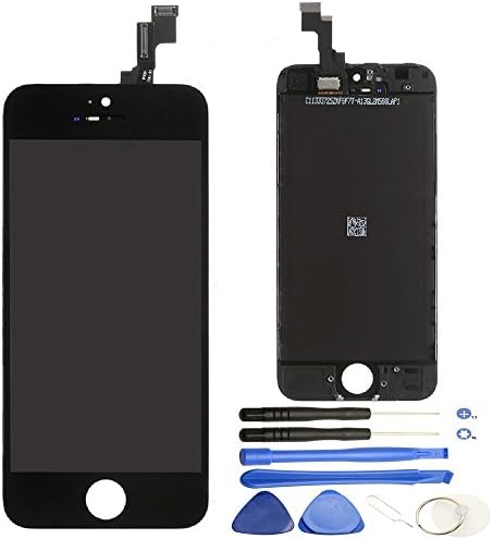 Comfine Replacement for Apple iPhone 5S LCD Display Screen and Digitizer Touch Panel Assembly with Front Frame, No Small Component, Black (Repair Tools Included)