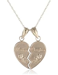 Duragold 14k Yellow Gold Polished Mother Daughter Heart Pendant Necklace , 2-18"