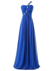 Sexy One Shoulder  Beaded Sequined Lace-Up Ruched Acrylic/Chiffon/Satin  Ball Gown Evening Dress/Bridesmaid Dress/Prom Dress 