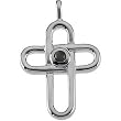 14K White Gold Onyx Cross Pendant