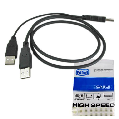 NSI LK-13113 2-in-1 USB 2.0 A-Male To Two A-Male Power / Sync Y-Splitter Cable for Hard Drive HDD (30 inch / 75 cm)