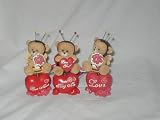 ONE Love Bumblebee or Lady Bug Bear with Rose or Heart Bouquet Decoration with Valentine Message 4.5 Inches Tall